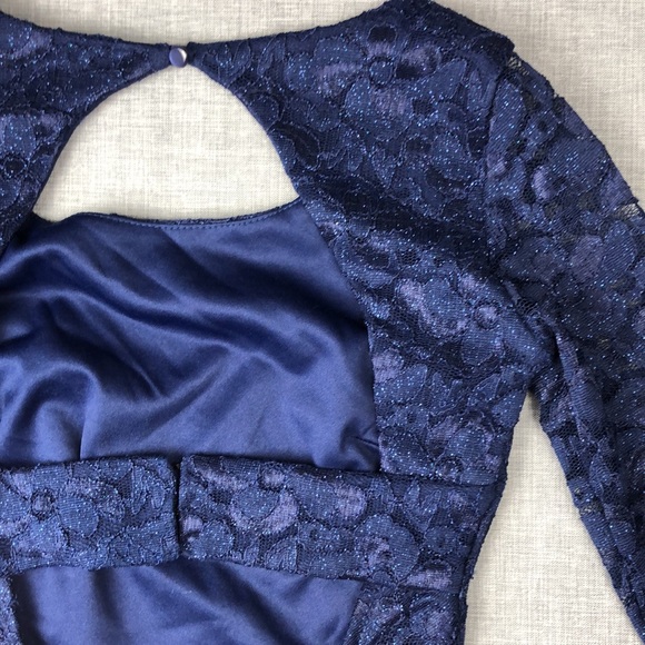 Sequin Hearts Navy Lace Bodycon Dress Juniors XXS - Picture 6 of 6